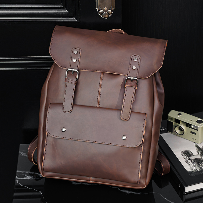 Leather Work Rucksack Mens - Vintage Herren-Leder-Rucksack, 14-Zoll-Laptop-Tasche, wasserdicht, vielseitig einsetzbar,